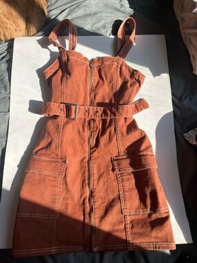 Divided Rust Brown Cargo Mini Dress with Belt